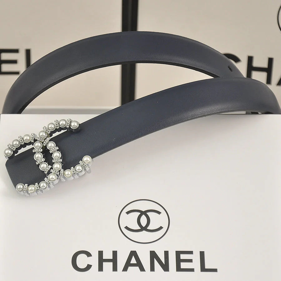 2025 6 color  double C pearl rhinestone belt