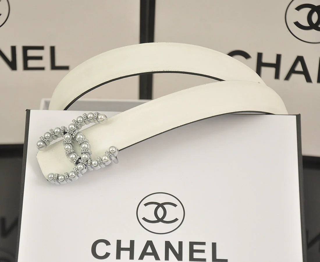 2025 6 color  double C pearl rhinestone belt
