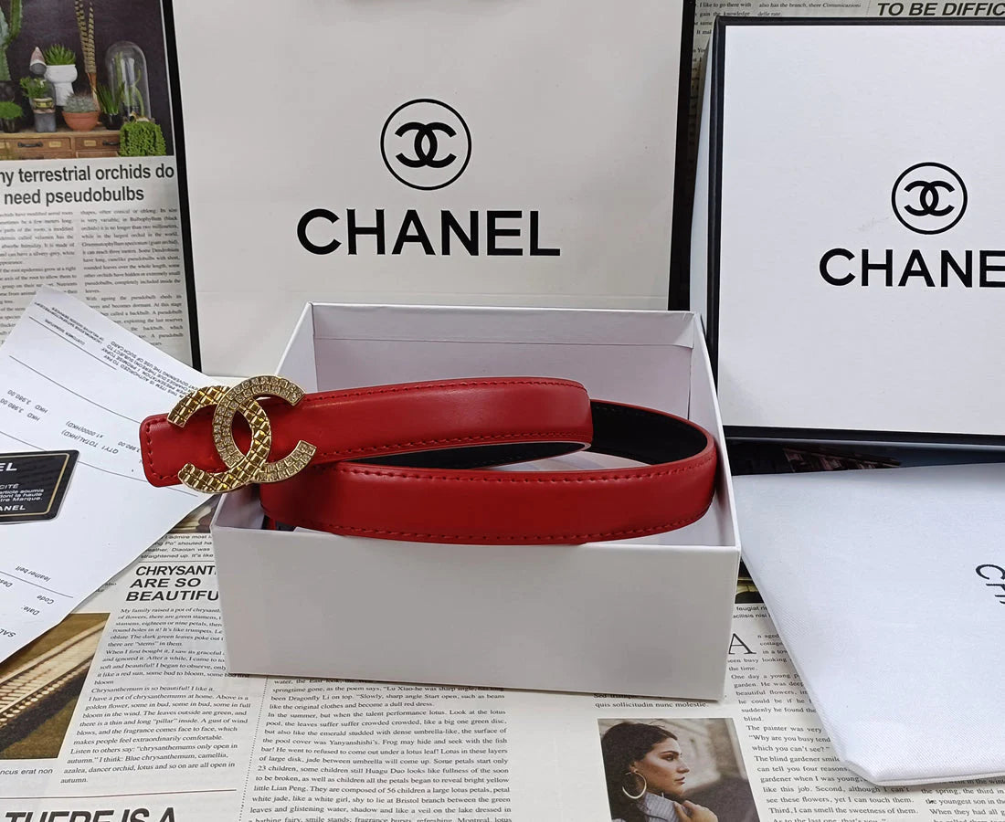 2025 5 Colors  Double C Rhinestone Belt