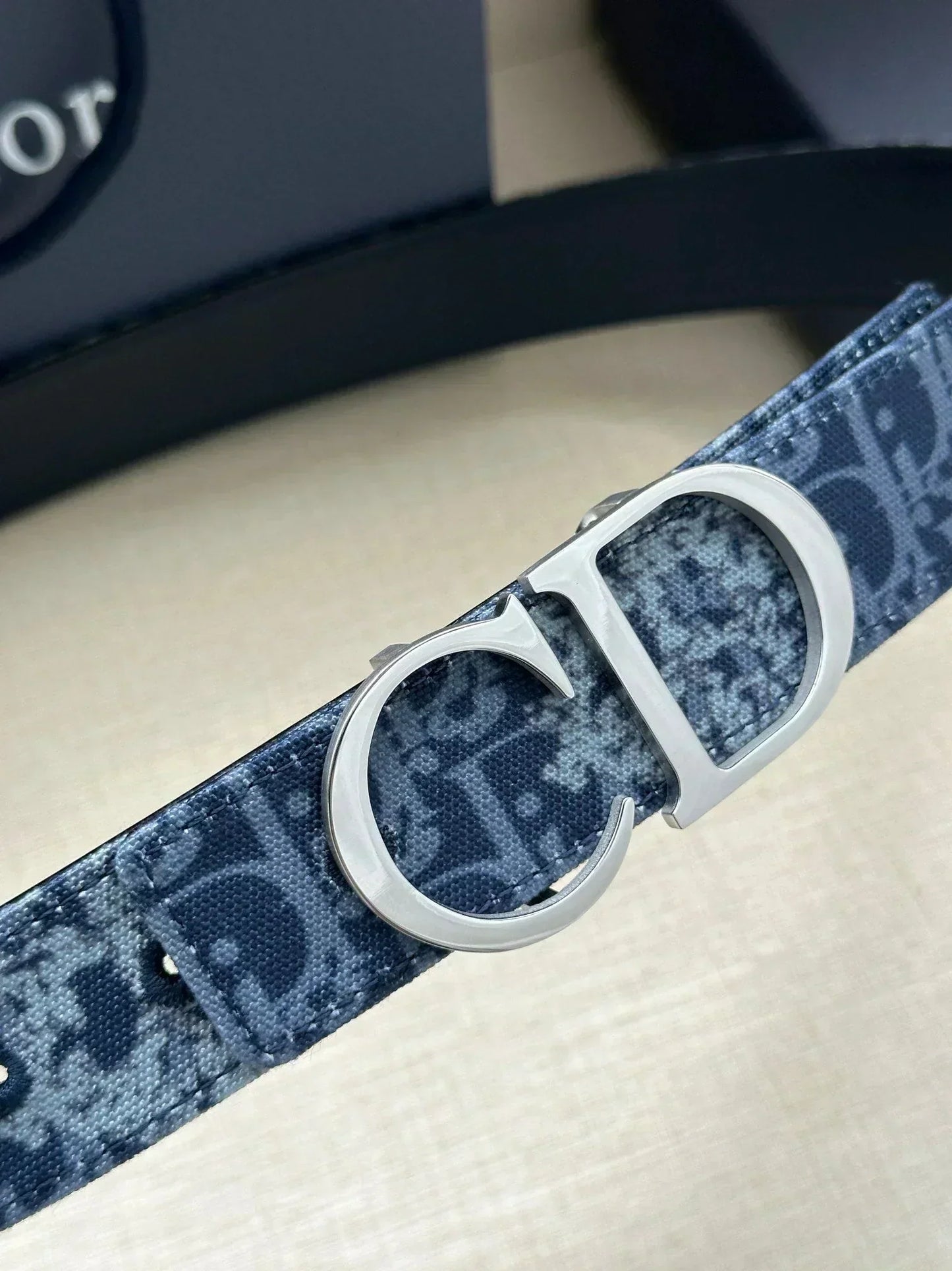 2025 belt Double-sided belt 35mm blue denim and smooth cowhide belt