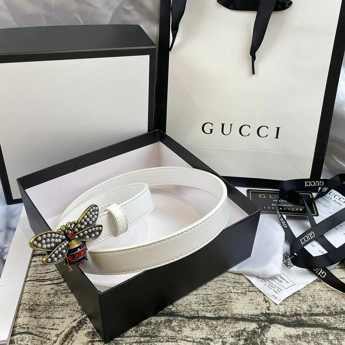 2025 belt 4 Colors  bee lychee pattern double-sided belt