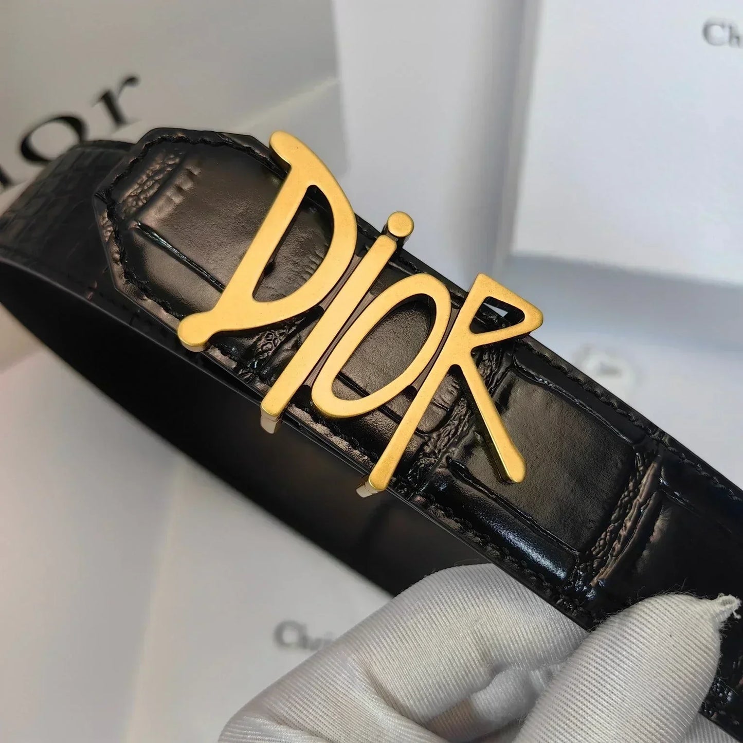 2025 Double-sided crocodile leather belt width 3.5cm