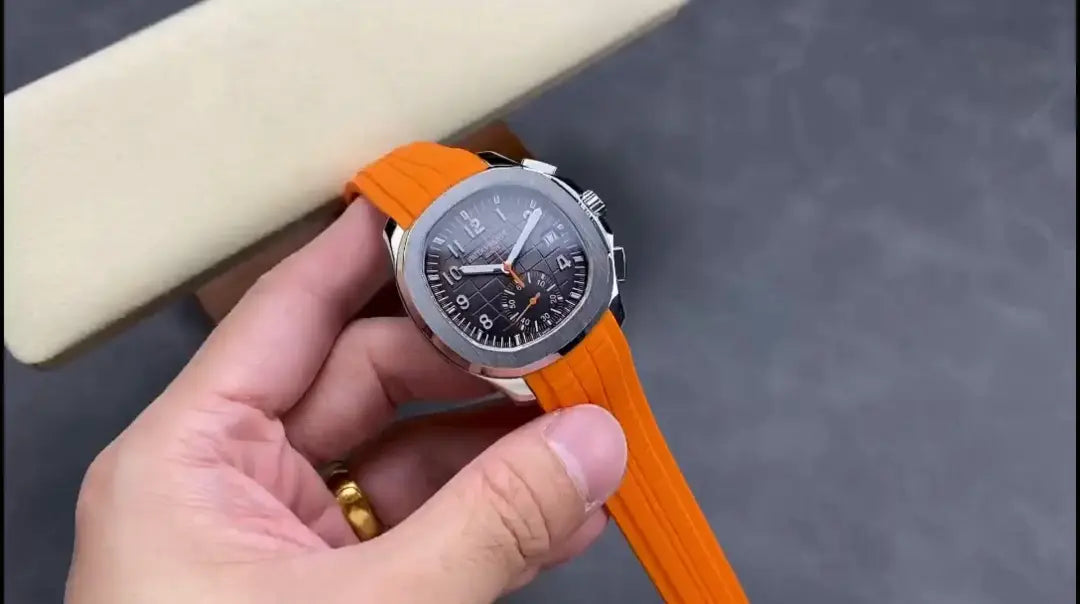 Replica CLASSIC Aquanaut 5968A 001 Chronograph Orange Rubber 42mm