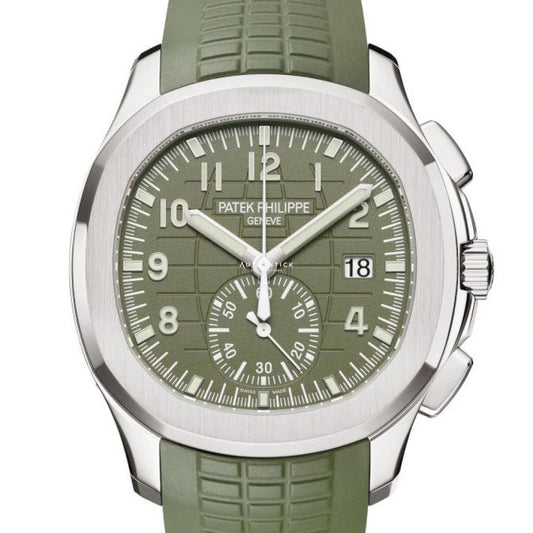 CLASSIC Aquanaut Flyback Chronograph White Gold Green Khaki Dial 5968G-010
