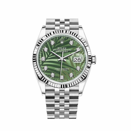 2025 Watch Datejust 126234 White Gold Stainless Steel Palm Motif Diamond Dial Jubilee (2023)