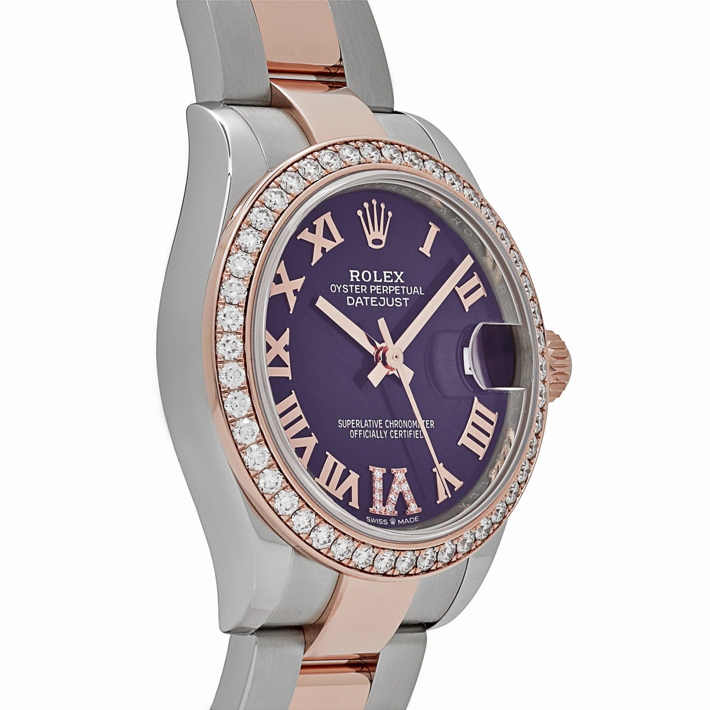 2025 Watch Datejust 278381RBR 'Ladies' Stainless Steel Rose Gold Aubergine Purple Dial Diamond Bezel Oyster (2022)