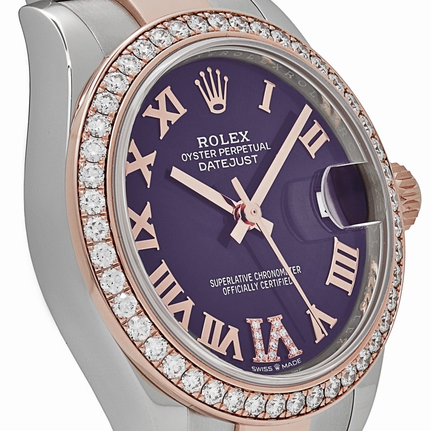 2025 Watch Datejust 278381RBR 'Ladies' Stainless Steel Rose Gold Aubergine Purple Dial Diamond Bezel Oyster (2022)