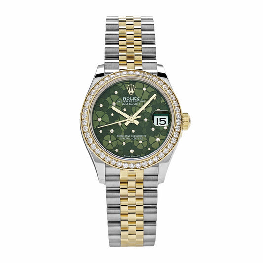 2025 Watch Datejust 278383RBR Two-Toned Yellow Gold Stainless Steel Green Flower Dial
