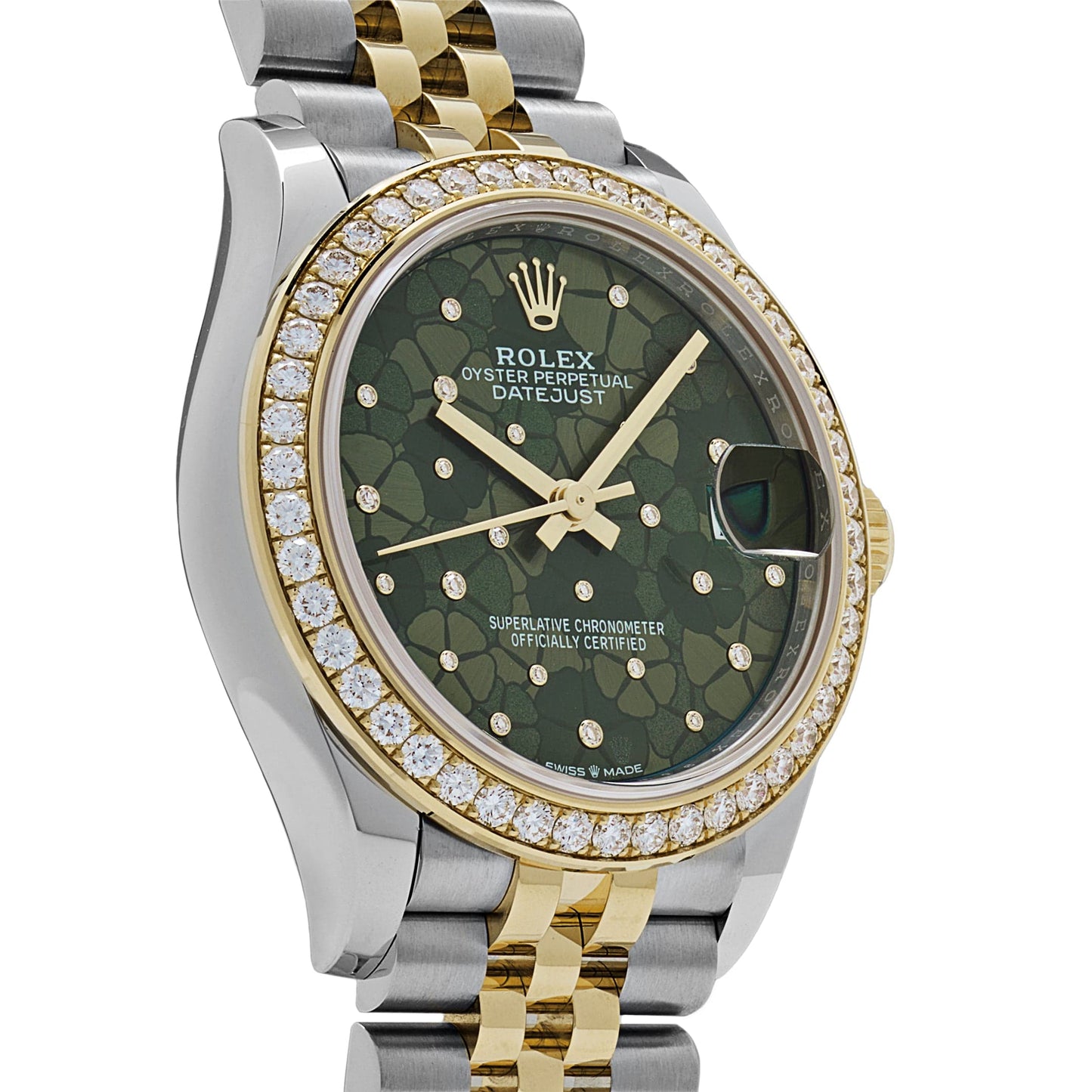 2025 Watch Datejust 278383RBR Two-Toned Yellow Gold Stainless Steel Green Flower Dial