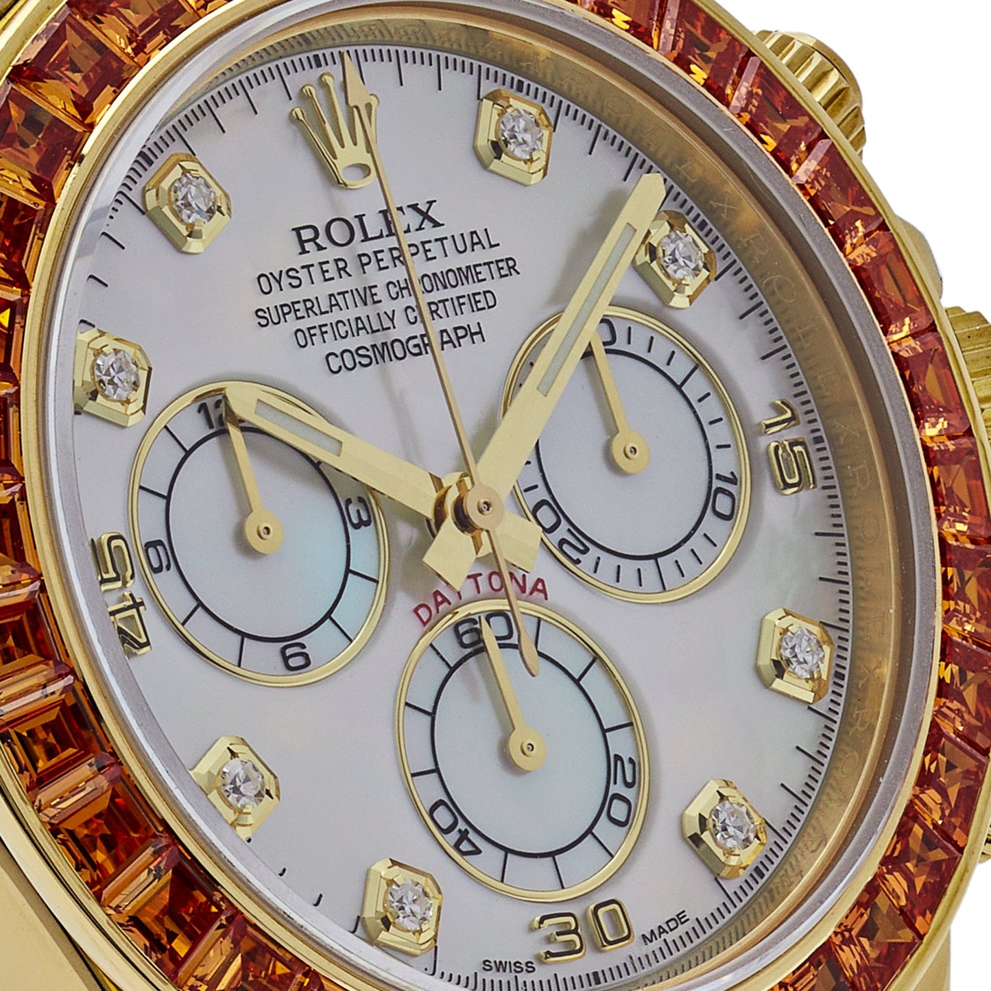 2025 Watch Daytona 116578SACO Yellow Gold Sapphire Bezel Mother Of Pearl Dial (2019)