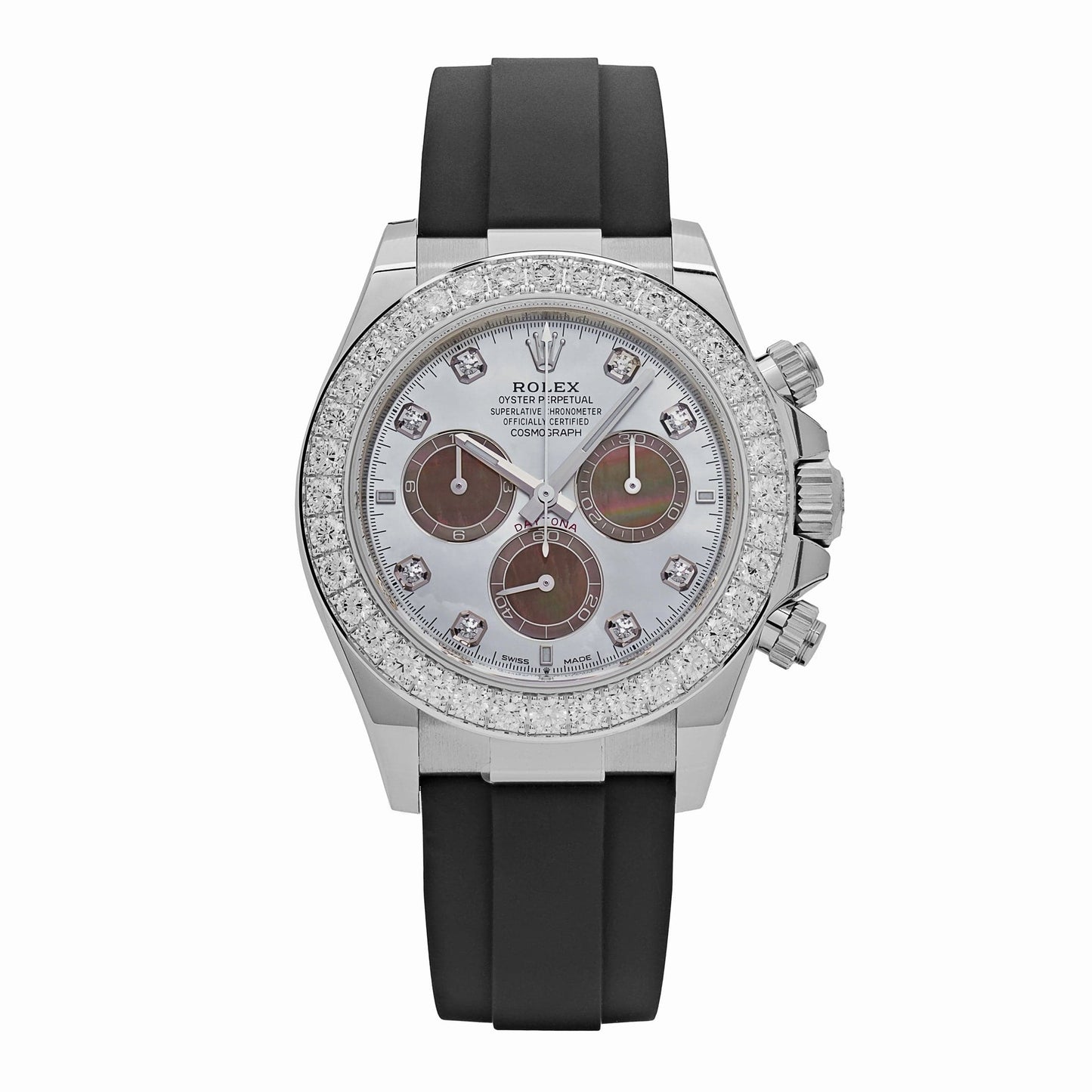 2025 Watch Daytona Cosmograph 126589RBR White Gold Diamond Mother of Pearl Dial Diamond Bezel