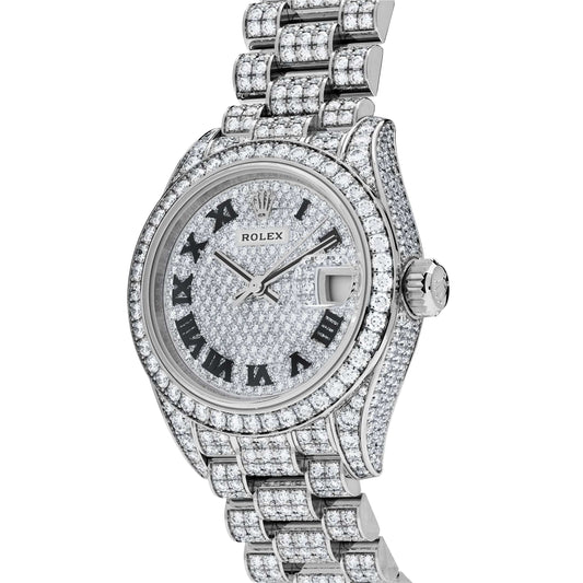 2025 Watch Datejust 279459RBR 'Ladies' White Gold Pave Set Diamonds