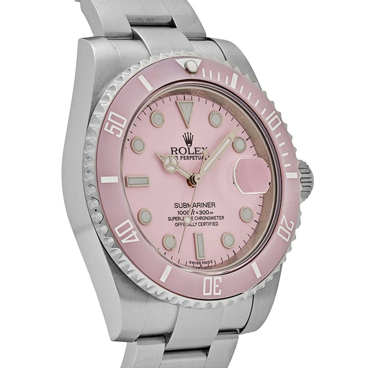 2025 Watch Submariner Date 116610LN Stainless Steel With Aftermarket Custom Made Pink Dial (2016)