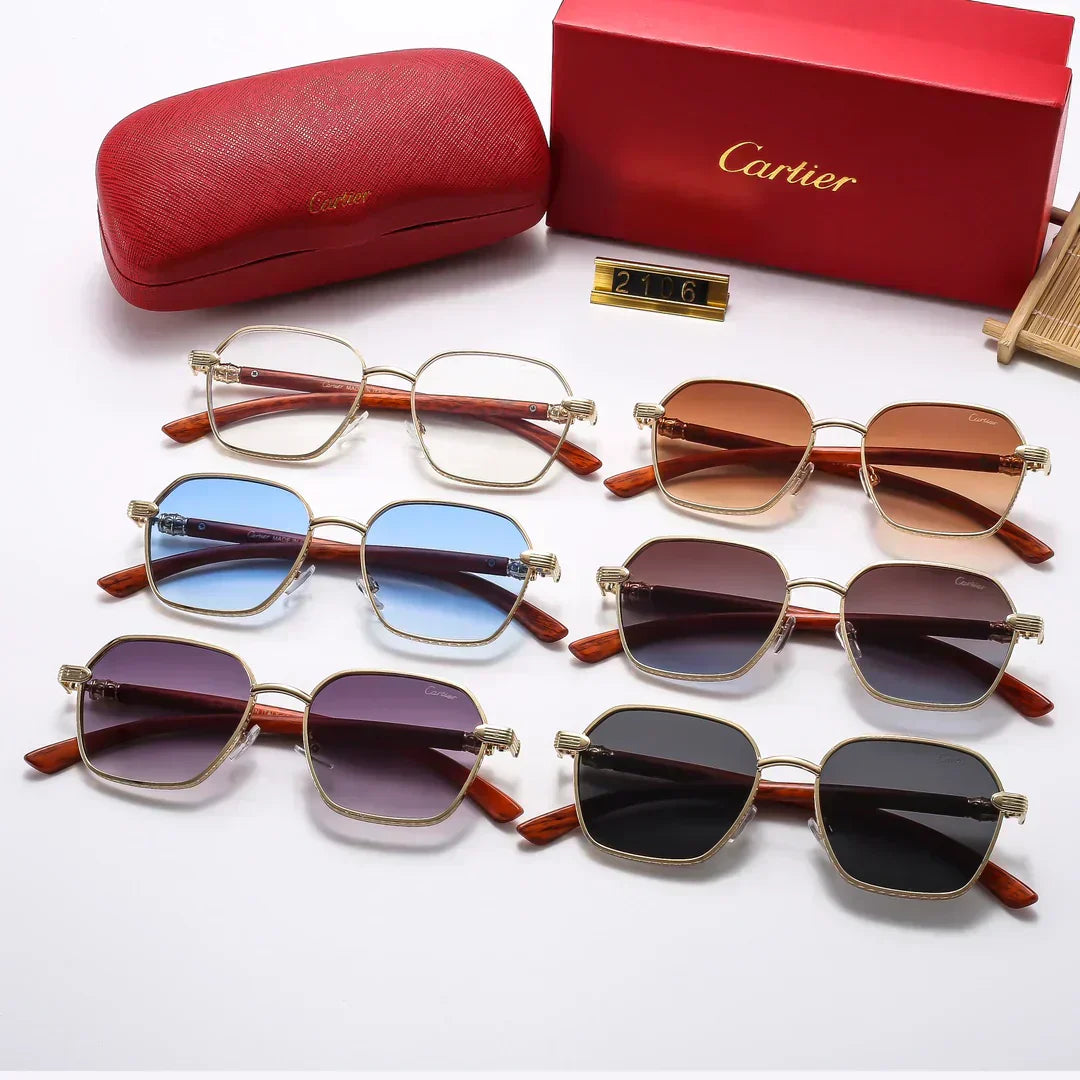 2025 Square Fashion Wooden Frame Sunglasses 2107