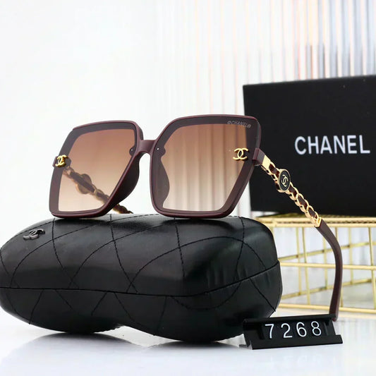 2025 Trendy large frame metal chain sunglasses