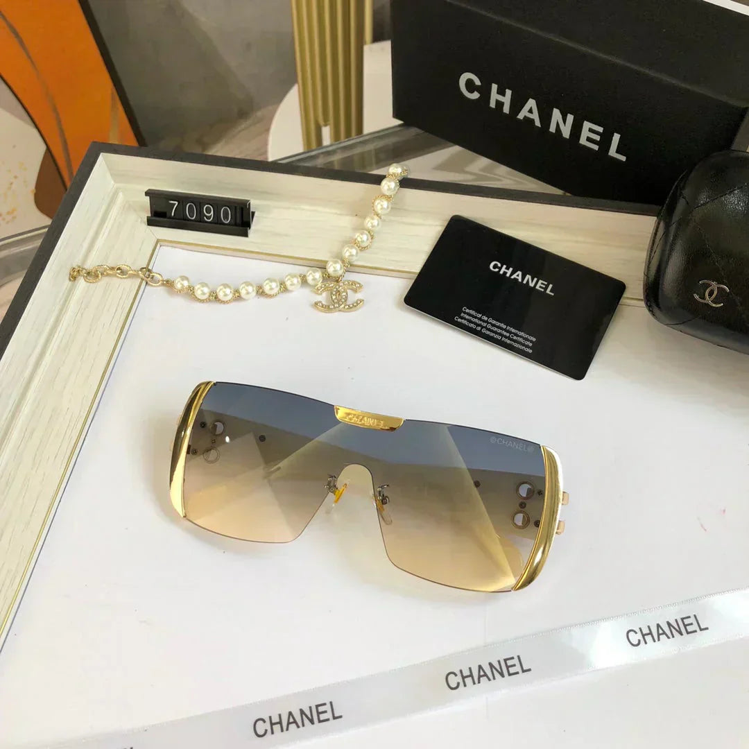 2025 Frameless trimmed large frame sunglasses