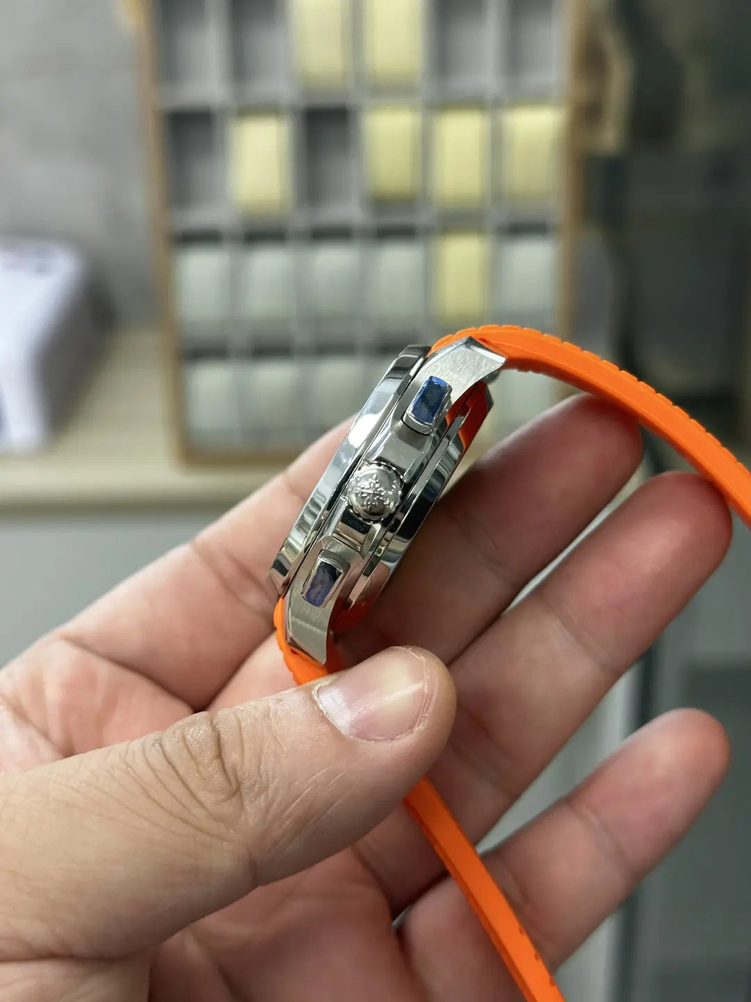 Replica CLASSIC Aquanaut 5968A 001 Chronograph Orange Rubber 42mm