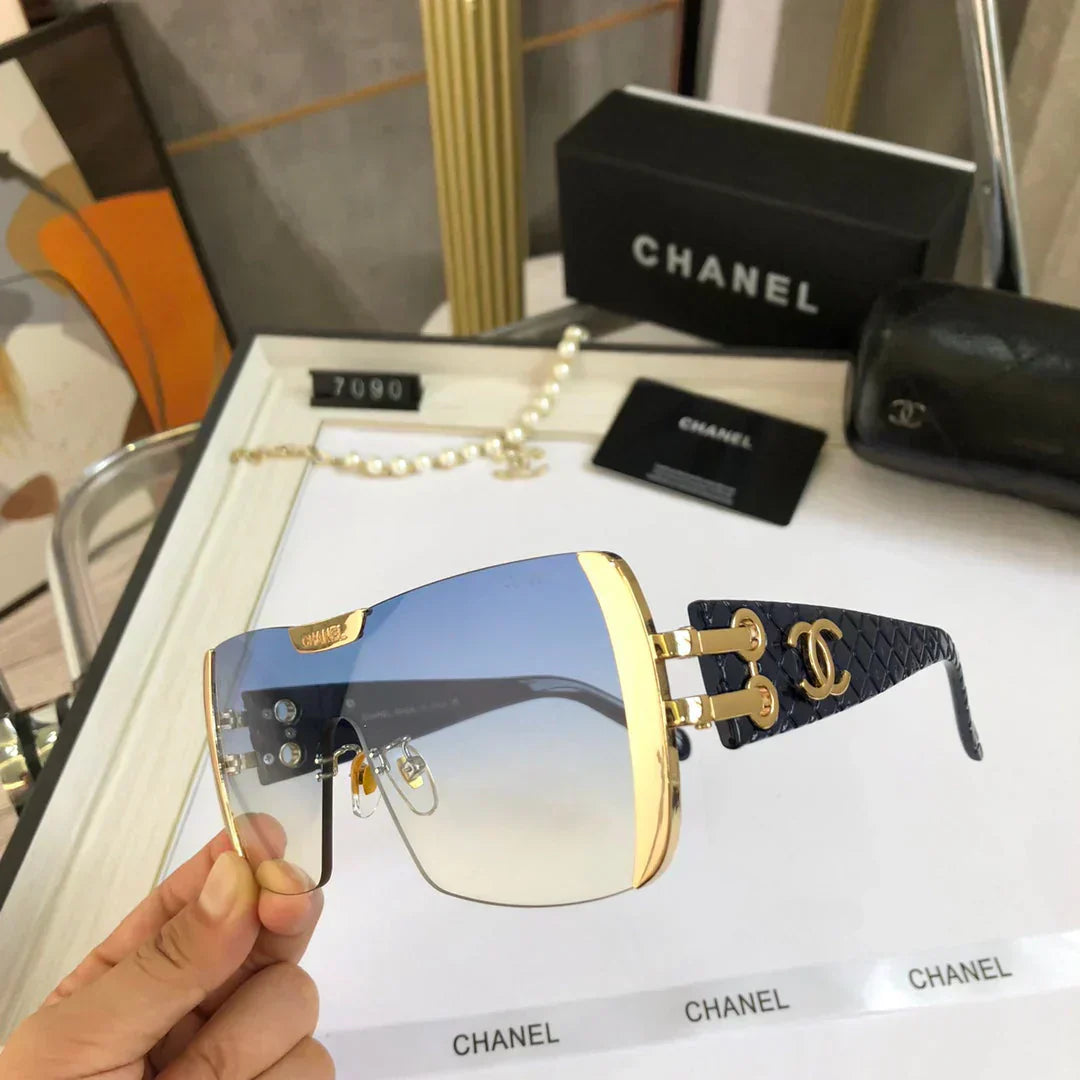 2025 Frameless trimmed large frame sunglasses