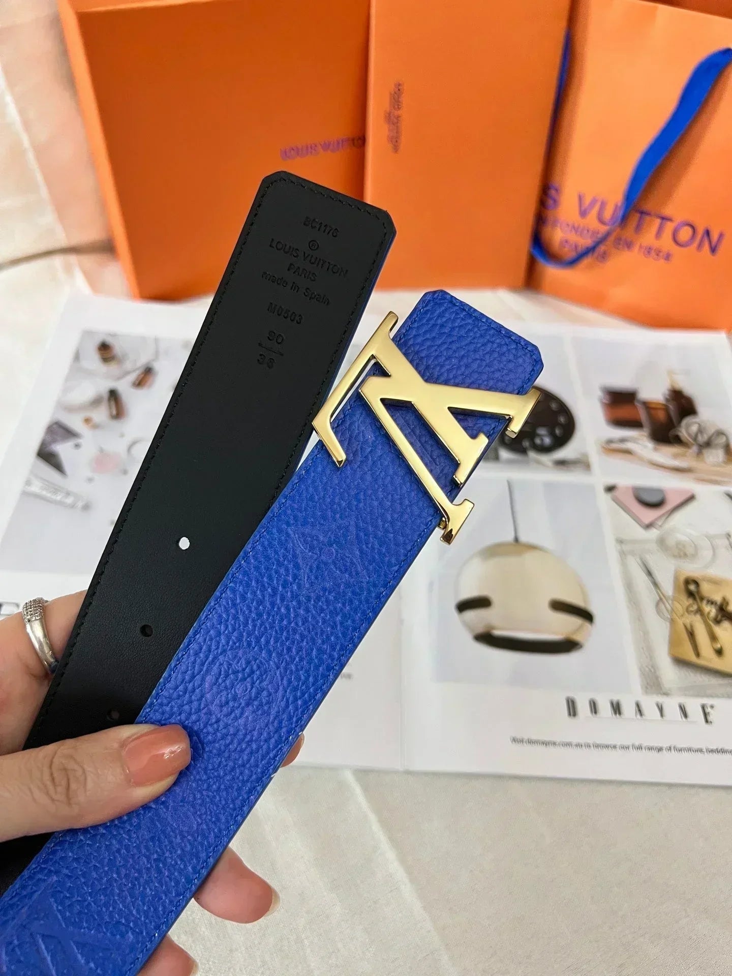 2025 belt Embossed cowhide double-sided belt width 4.0.