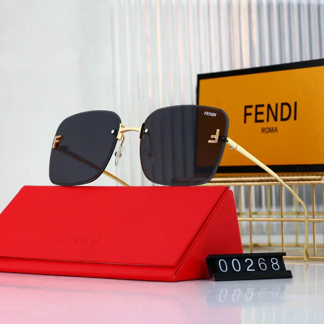 2025 Sunglasses  Large frame rimless metal sunglasses