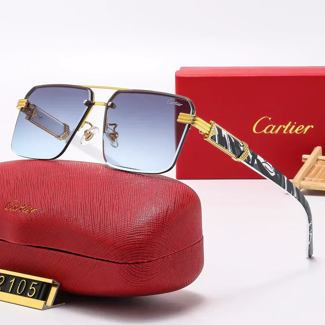 2025 Square stylish frameless sunglasses 2105