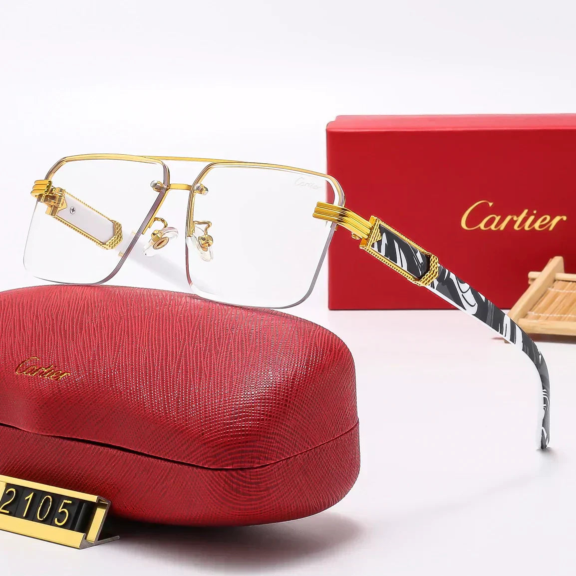 2025 Square stylish frameless sunglasses 2105