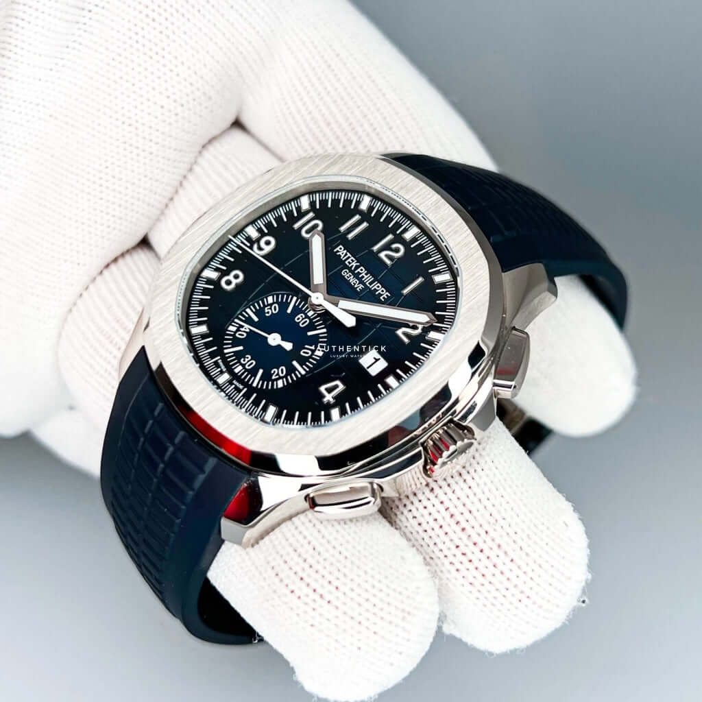 CLASSIC Aquanaut Flyback Chronograph White Gold Blue Dial 5968G-001