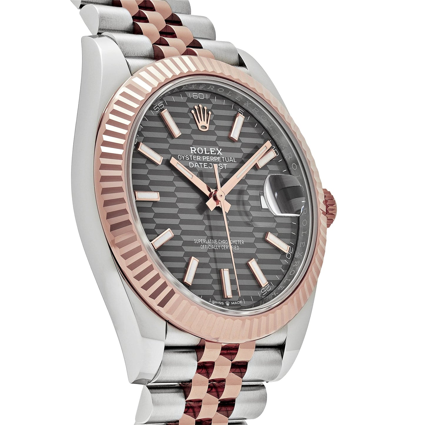 2025 Watch Datejust 126331 Rose Gold Stainless Steel Rhodium Slate Fluted Motif Dial Jubilee (2023)