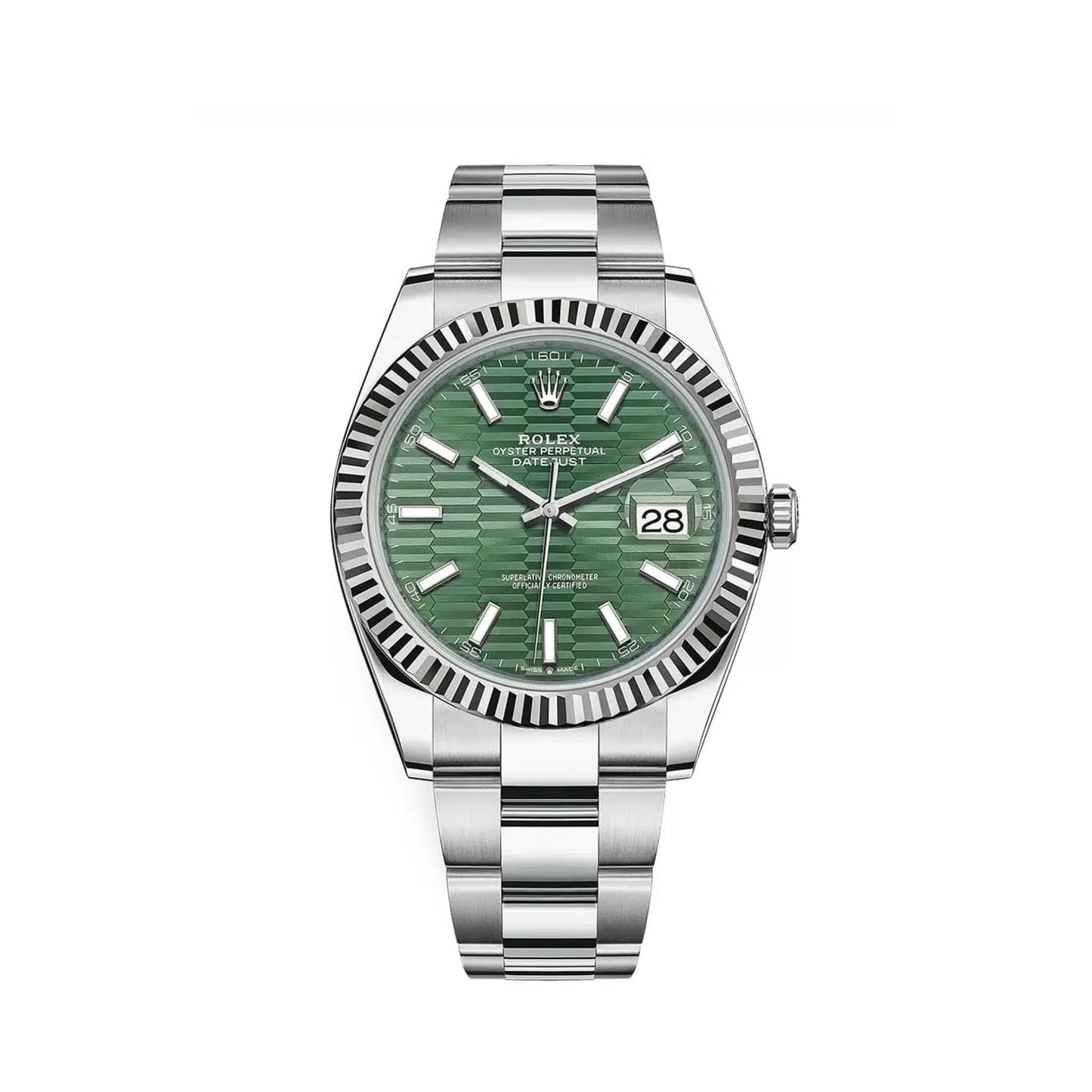 2025 Watch Datejust 126334 Stainless Steel Green Motif Dial Oyster