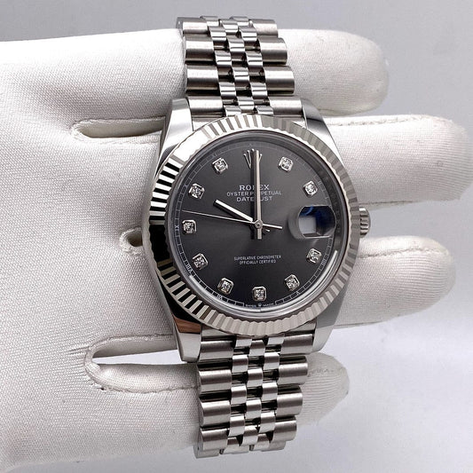 2025 Watch Datejust 126334 Stainless Steel Slate Diamond Dial Jubilee