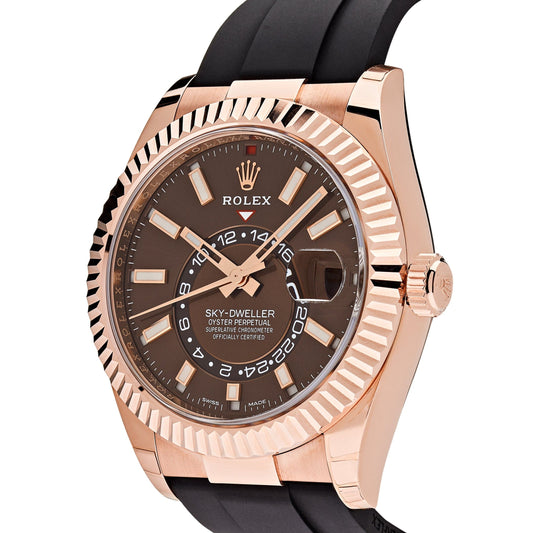 2025 Watch Sky-Dweller 336235 Rose Gold Brown Chocolate Dial Oysterflex